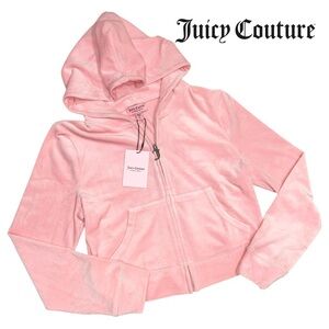 Juicy‎ Couture Whisper Pink Velour Bling Hoodie - Size L
